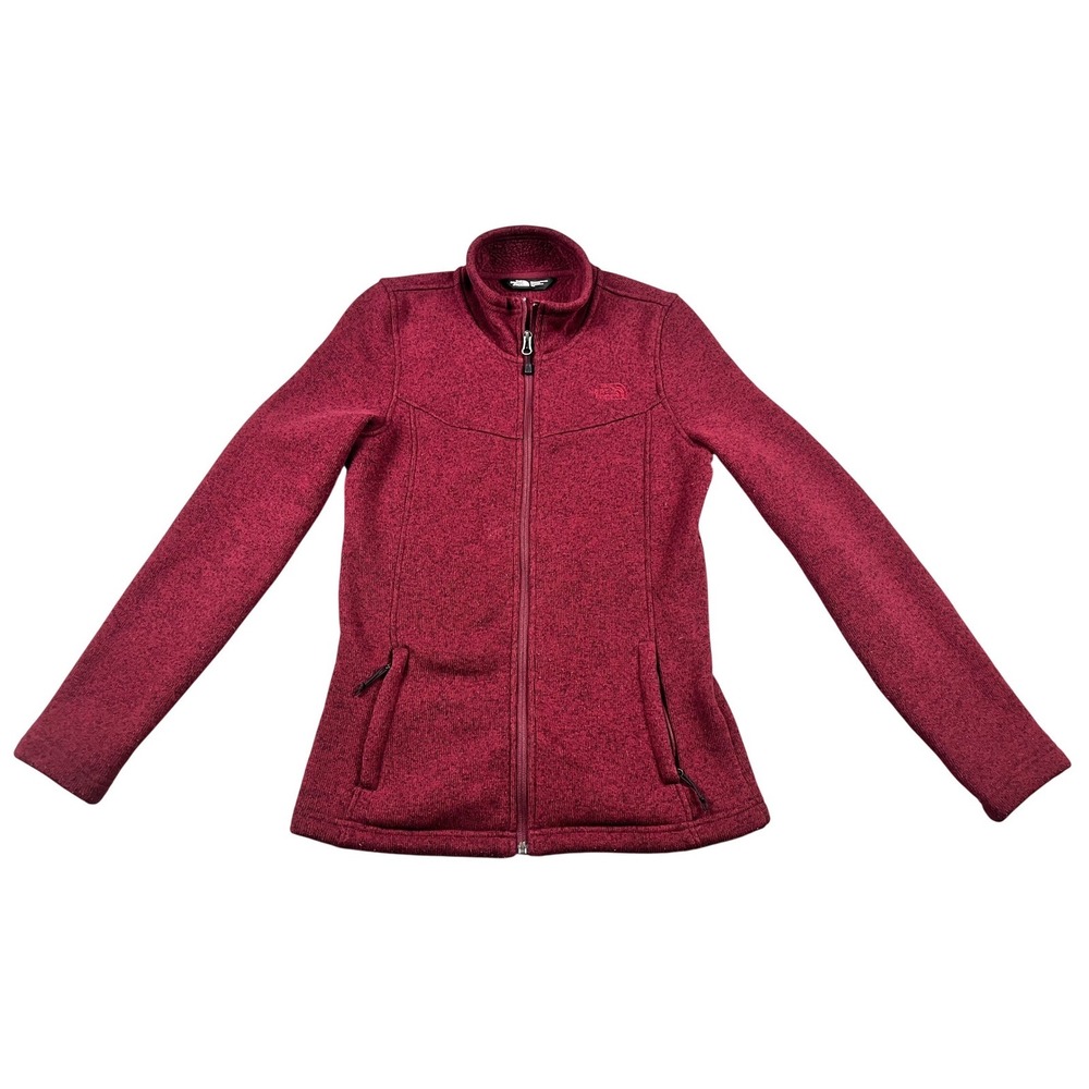 The North Face Women's Small Maggy Sweater Full Zip Fleece Jacket Red Heathered